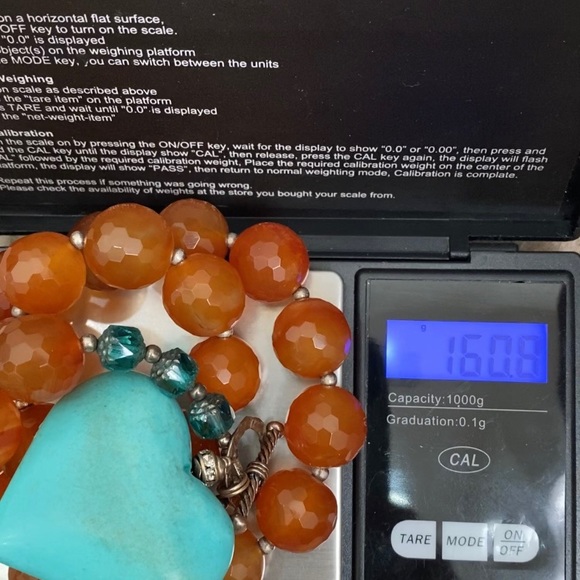 Handmade Agate Stone Crystal Faux Turquoise Heart Pendant Toggle Chunky Necklace - Picture 13 of 16